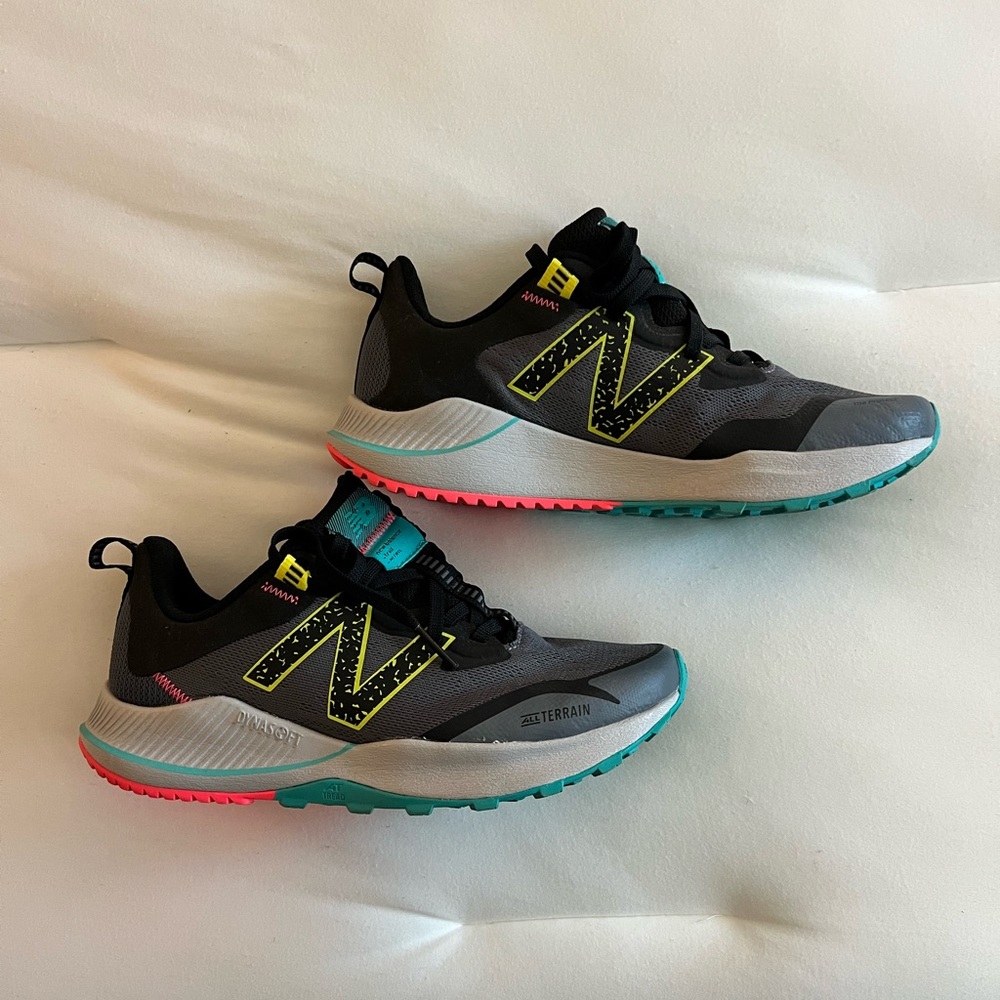 New Balance womens Gray Sneakers with Teal & Neon Accents